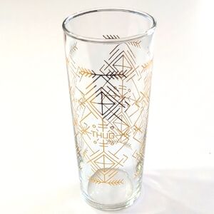 Vintage Style Tumbler Glass , Tall High Ball With Gold Print And THUG LIFE.
